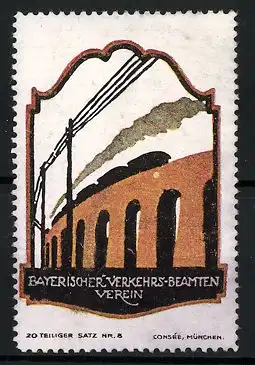 Reklamemarke Bayrischer Verkehrs-Beamten-Verein, Eisenbahnviadukt, Bild 8