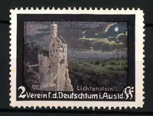 Reklamemarke Verein f. d. Deutschtum im Ausland, Ansicht vom Schloss Lichtenstein