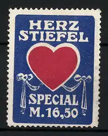 Reklamemarke Herz-Stiefel Special, Herz