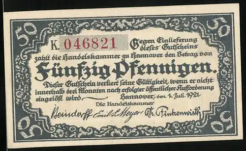 Notgeld Hannover 1921, 50 Pfennig, Ortspartie am Fluss