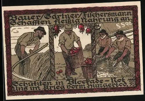 Notgeld Wedel 1921, 1 Mark, Landwirte bei der Arbeit