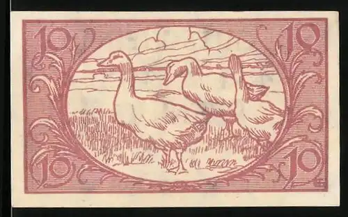 Notgeld Diepholz 1920, 10 Pfennig, Wappen und Gänse