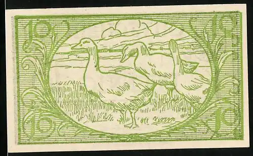 Notgeld Diepholz 1920, 10 Pfennig, Gänse und Wappen