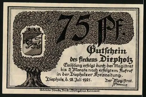 Notgeld Diepholz 1921, Adeliger Ritter im Burghof