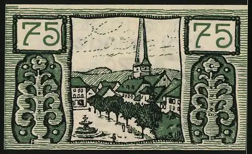 Notgeld Holzminden 1922, 75 Pfennig, Marktplatz mit Rathaus