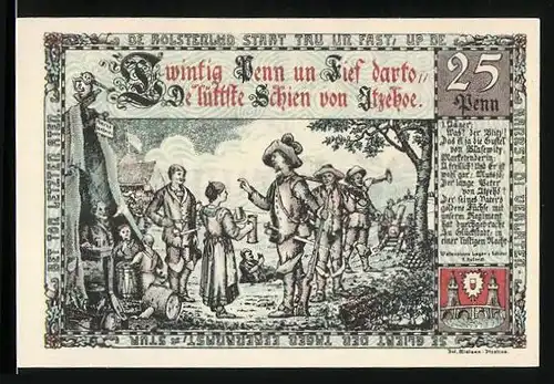 Notgeld Itzehoe 1920, 25 Pfennig, Jäger und ihre Frauen in Tracht