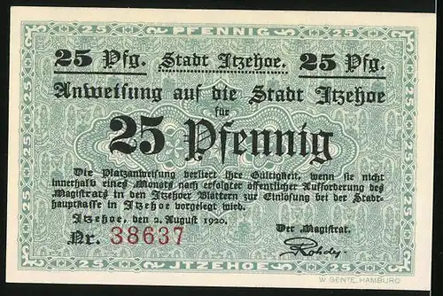 Notgeld Itzehoe 1920, 25 Pfennig, Jäger und ihre Frauen in Tracht