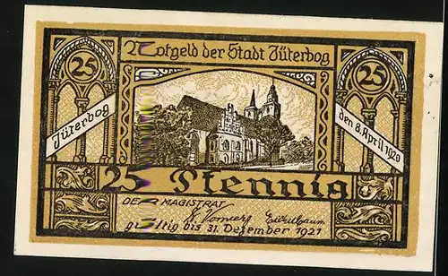 Notgeld Jüterbog 1920, 25 Pfennig, Ansicht der Kirche