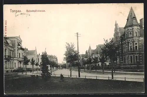 AK Torgau, Partie in Bahnhofstrasse