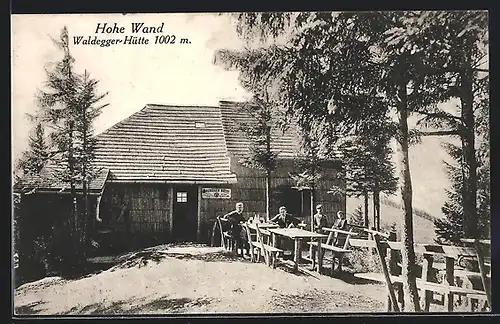 AK Waldegger-Hütte, Die Waldegger Hütte an der Hohen Wand