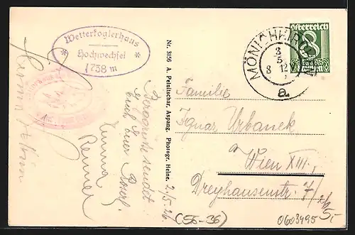 AK Wetterkogler Schutzhaus am Hochwechsel, Berghütte mit Wanderern