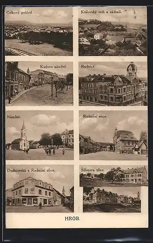 AK Hrob, Karlovo namesti, Radnice, Radnicni ulice, Celkovy Pohled