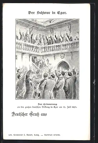 AK Eger, Dt. Volkstag 1897, Männer leisten einen Schwur