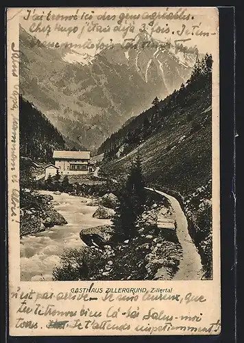 AK Brandberg /Zillertal, Am Gasthaus Zillergrund