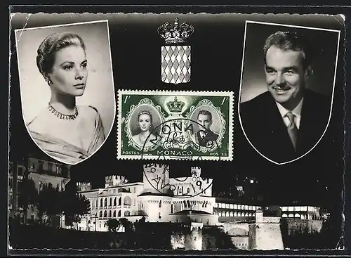 AK Hochzeit des Fürsten Rainier von Monaco und Grace Kelly