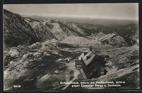 AK Schiestlhaus, Ansicht gegen Ennstaler Berge u. Dachstein