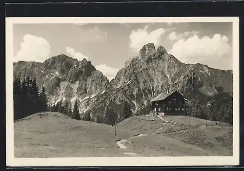 AK Mödlingerhütte, Berghütte mit Reichenstein u. Sparafeld