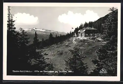 AK Theodorf-Karl-Holl-Haus, Berghütte am Lawinenstein gegen Dachstein