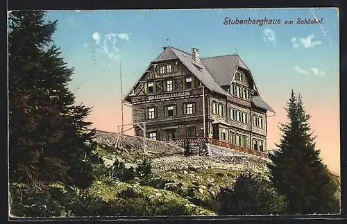 Künstler-AK Subenberghaus, Berghütte am Schöckel