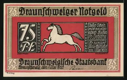 Notgeld Braunschweig 1921, 75 Pfennig, Krodobrunnen in Bad Harzburg