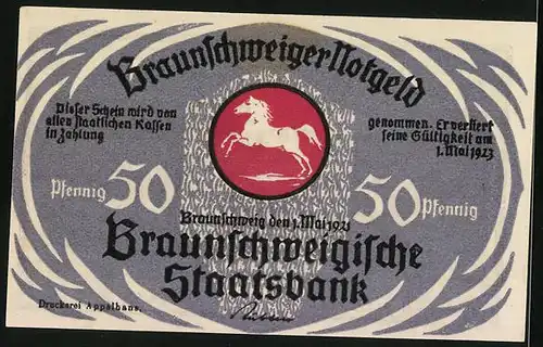 Notgeld Braunschweig 1923, 50 Pfennig, Bad Harzburger Rennen