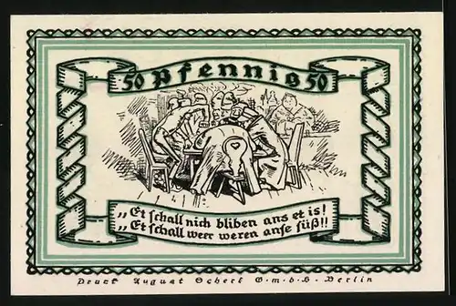 Notgeld Stolzenau /Weser 1921, 50 Pfennig, Niedersächsischer Bauernhof