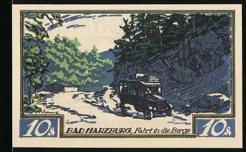 Notgeld Braunschweig 1921, 10 Pfennig, Bad Harzburg, Fahrt in die Berge
