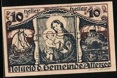 Notgeld Attersee 1920, 10 Heller, Madonna von Attersee