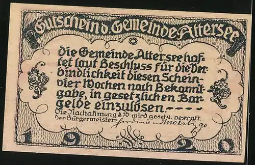 Notgeld Attersee 1920, 10 Heller, Madonna von Attersee