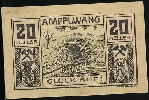 Notgeld Ampflwang 1920, 20 Heller, Stollen-Eingang