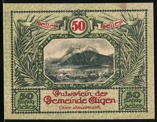 Notgeld Aigen 1920, 50 Heller, Panorama