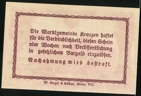 Notgeld Kreuzen, 20 Heller, Ruine