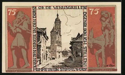 Notgeld Braunschweig 1921, 75 Pfennig, Weisses Pferd