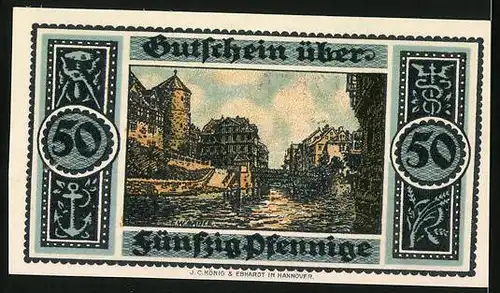 Notgeld Hannover 1921, 50 Pfennig, Uferpartie