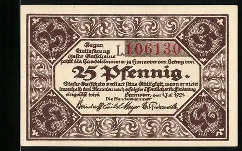 Notgeld Hannover 1921, 25 Pfennig, Markt-Kirche