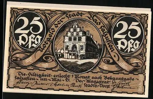 Notgeld Bad Salzuflen 1921, 25 Pfennig, Rathaus