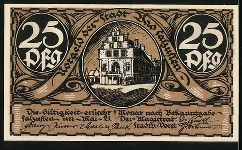 Notgeld Bad Salzuflen 1921, 25 Pfennig, Schmied mit Hammer und Amboss