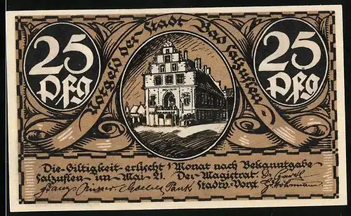 Notgeld Bad Salzuflen 1921, 25 Pfennig, Rathaus