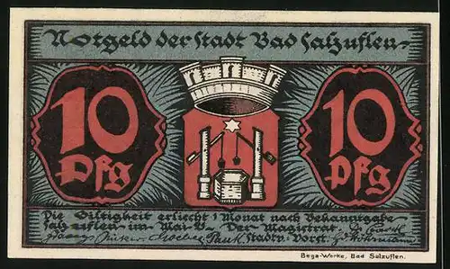 Notgeld Bad Salzuflen 1921, 10 Pfennig, Leopold-Sprudel