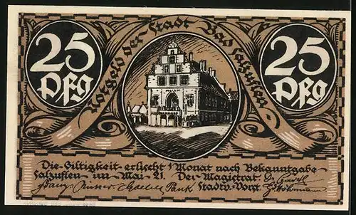 Notgeld Bad Salzuflen 1921, 25 Pfennig, Schmied mit Hammer und Amboss