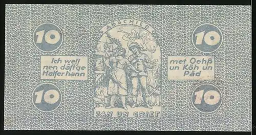 Notgeld Köln 1921, 10 Pfennig, Statue J. v. Werth