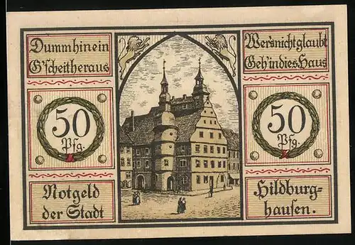 Notgeld Hildburghausen 1921, 50 Pfennig, Gscheiterhaus