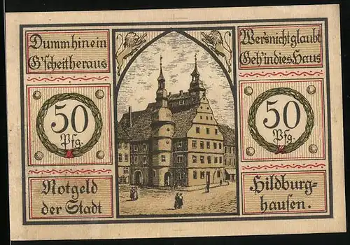 Notgeld Hildburghausen 1921, 50 Pfennig, Gscheiterhaus