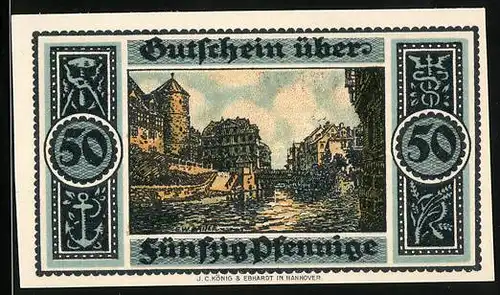 Notgeld Hannover 1921, 50 Pfennig, Uferpartie
