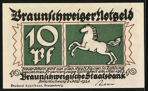 Notgeld Blankenburg am Harz 1921, 10 Pfennig, Ortsansicht