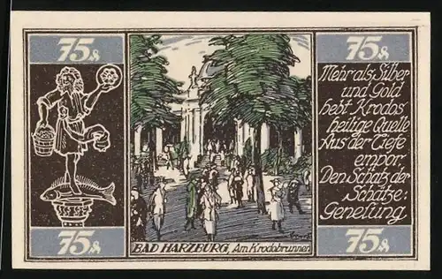 Notgeld Bad Harzburg 1921, 75 Pfennig, Partie am Krodobrunnen