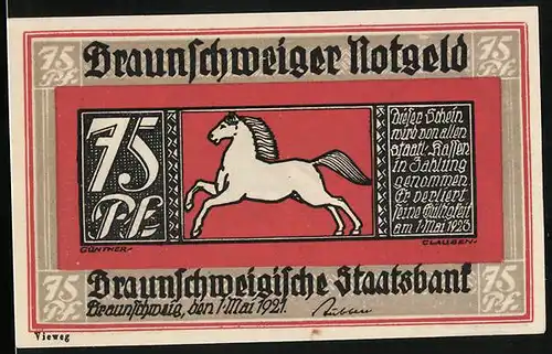 Notgeld Braunschweig 1921, 75 Pfennig, Eulenspiegel als Arzt