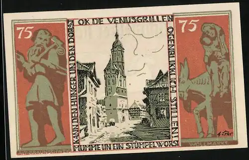 Notgeld Braunschweig 1921, 75 Pfennig, Wollmarkt