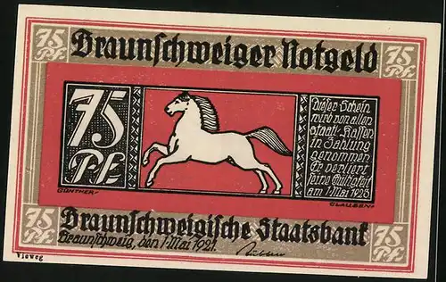 Notgeld Braunschweig 1921, 75 Pfennig, Wollmarkt