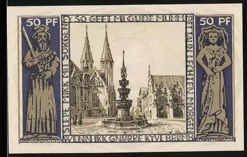 Notgeld Braunschweig 1921, 50 Pfennig, Altstadtmarkt